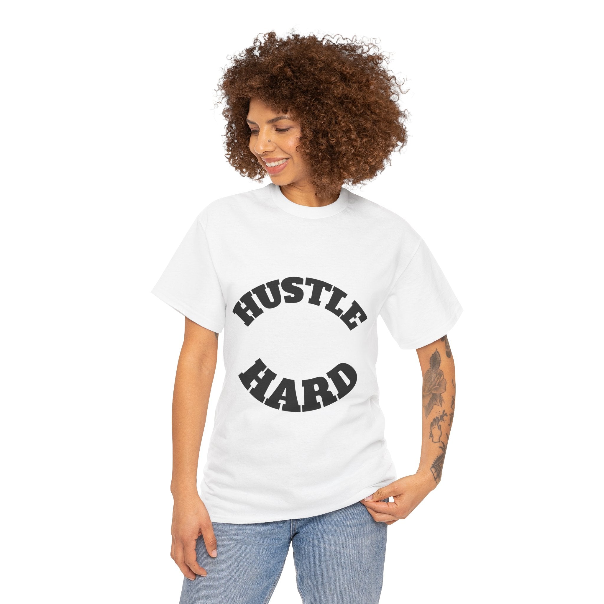 Hustle Hard Unisex Heavy Cotton Tee, Motivational Shirt, Gift for Entrepreneurs, Workout Apparel, Casual Style